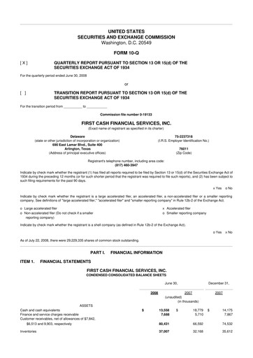 Vorschaubild FirstCash 10-Q Quartalsbericht  