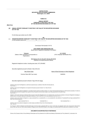 Thumbnail Jack Henry & Associates

 10-K Annual Report 