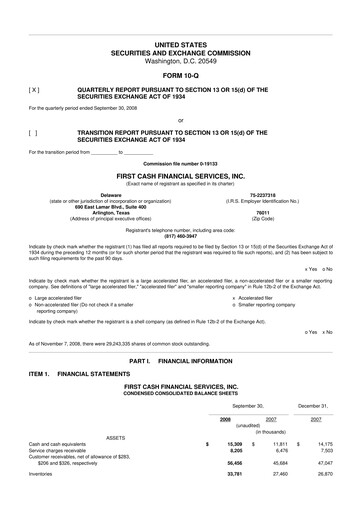 Vorschaubild FirstCash 10-Q Quartalsbericht  
