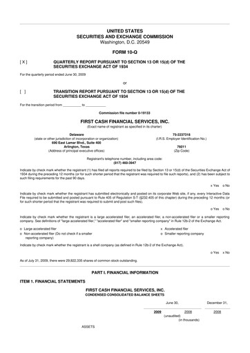 Vorschaubild FirstCash 10-Q Quartalsbericht  