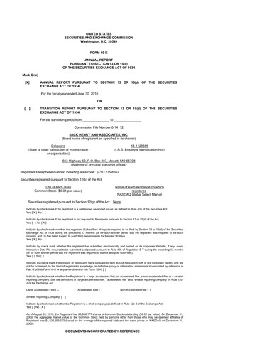 Thumbnail Jack Henry & Associates

 10-K Annual Report 