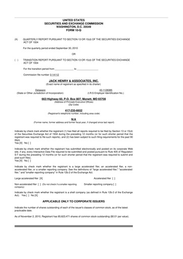 Thumbnail Jack Henry & Associates

 10-Q Quarterly Report FY2011 