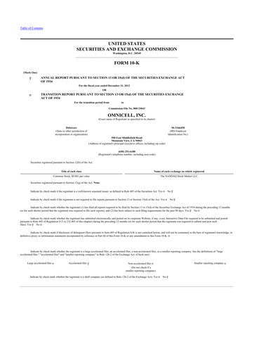 Thumbnail Omnicell
 10-K Annual Report 2012