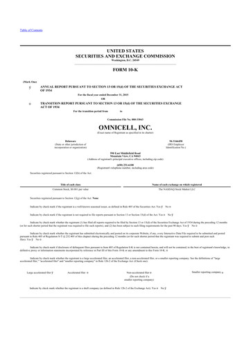 Thumbnail Omnicell
 10-K Annual Report 2015