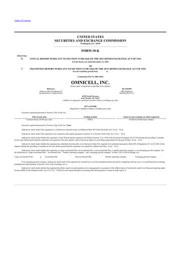 Thumbnail Omnicell
 10-K Annual Report 2024