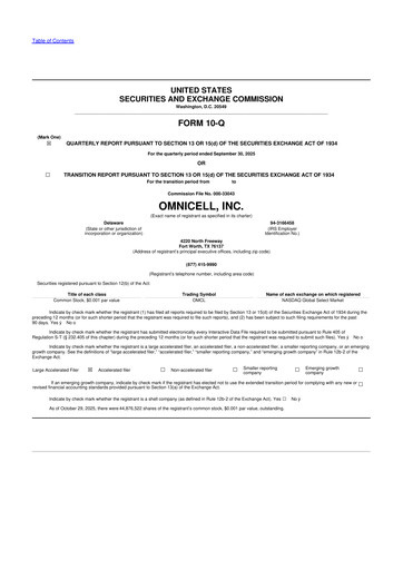 Thumbnail Omnicell
 10-Q Quarterly Report FY2025 