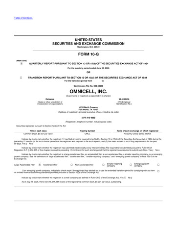 Miniature Omnicell
 10-Q Rapport trimestriel 2026 