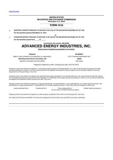 Thumbnail Advanced Energy 10-Q Quarterly Report FY2015 