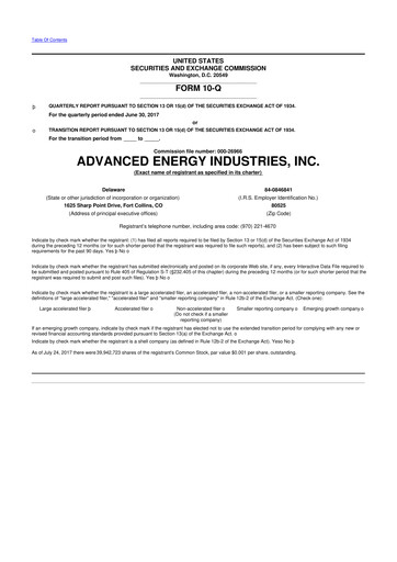 Thumbnail Advanced Energy 10-Q Quarterly Report FY2017 