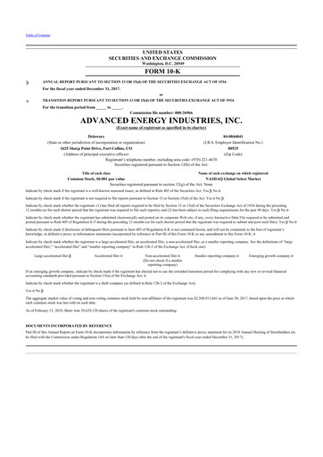 Thumbnail Advanced Energy 10-K Annual Report 2017