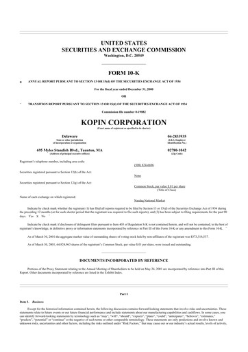 Thumbnail Kopin Corporation
 10-K Annual Report 