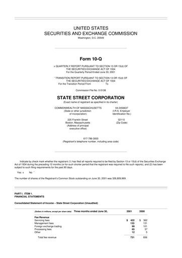 Thumbnail State Street Corporation
 10-Q Quarterly Report FY 