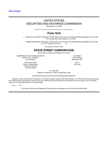 Thumbnail State Street Corporation
 10-Q Quarterly Report FY 