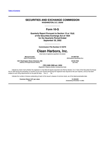 Thumbnail Clean Harbors
 10-Q Quarterly Report FY 