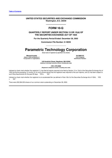 Thumbnail PTC 10-Q Quarterly Report FY 