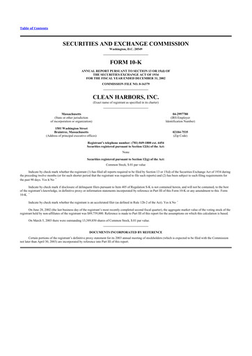 Thumbnail Clean Harbors
 10-K Annual Report 
