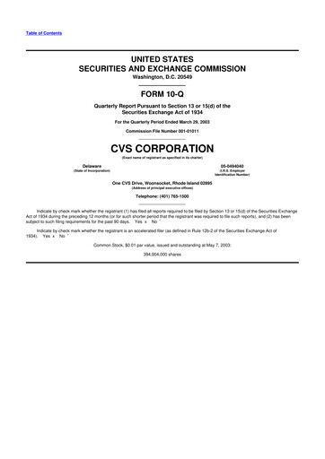 Thumbnail CVS Health 10-Q Quarterly Report FY 