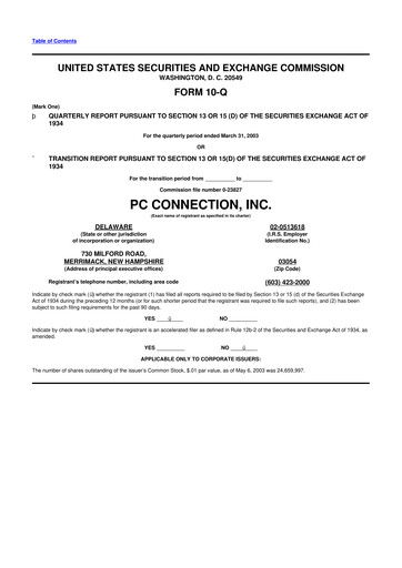 Thumbnail PC Connection
 10-Q Quarterly Report FY 