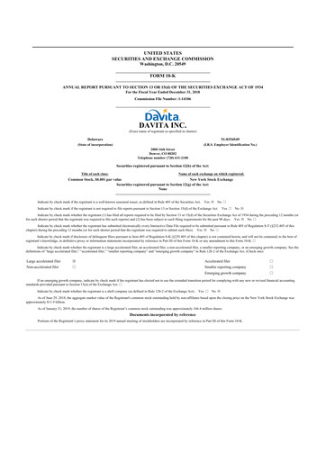 Thumbnail DaVita 10-K Annual Report 2018