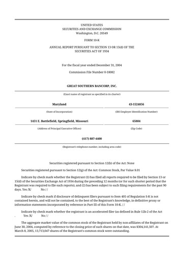 Thumbnail Great Southern Bancorp 10-K Annual Report 