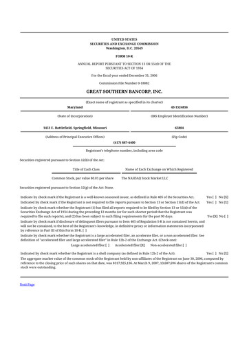 Thumbnail Great Southern Bancorp 10-K Annual Report 