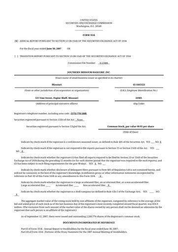Thumbnail Southern Missouri Bancorp 10-K Annual Report 