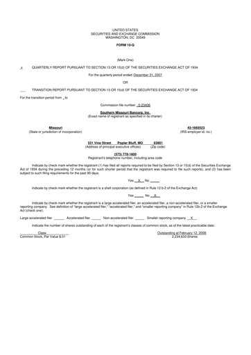 Vorschaubild Southern Missouri Bancorp 10-Q Quartalsbericht  