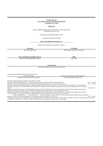 Thumbnail Great Southern Bancorp 10-K Annual Report 