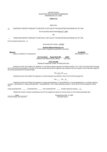 Vorschaubild Southern Missouri Bancorp 10-Q Quartalsbericht  