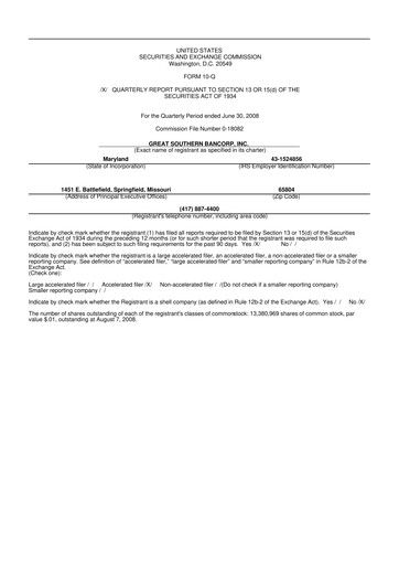 Miniature Great Southern Bancorp 10-Q Rapport trimestriel  