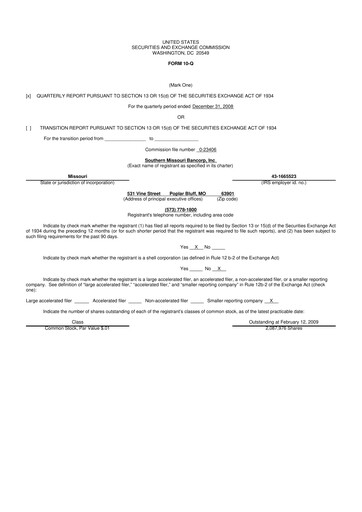 Vorschaubild Southern Missouri Bancorp 10-Q Quartalsbericht  