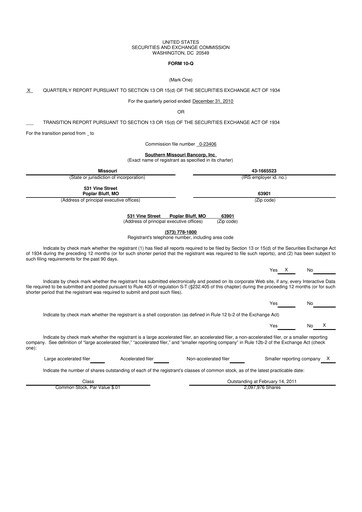 Vorschaubild Southern Missouri Bancorp 10-Q Quartalsbericht  
