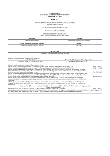 Thumbnail Great Southern Bancorp 10-K Annual Report 