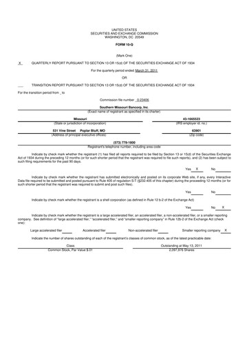 Vorschaubild Southern Missouri Bancorp 10-Q Quartalsbericht  