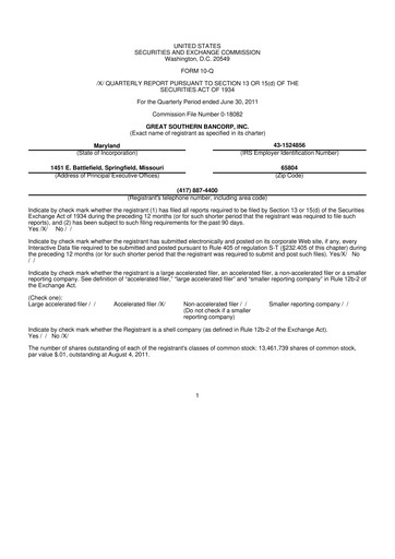 Miniature Great Southern Bancorp 10-Q Rapport trimestriel 2011 