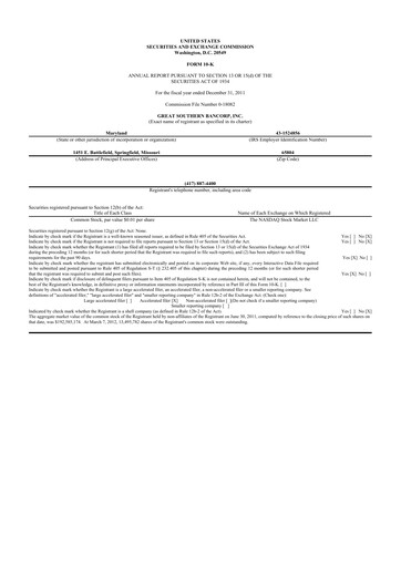 Thumbnail Great Southern Bancorp 10-K Annual Report 2011