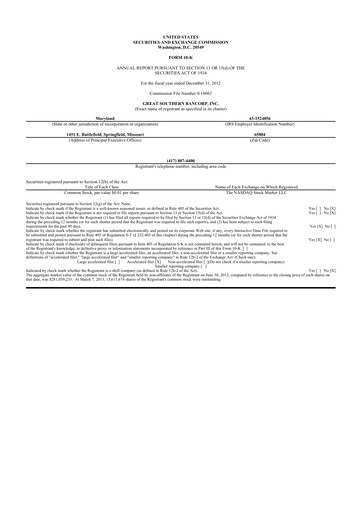 Thumbnail Great Southern Bancorp 10-K Annual Report 2012