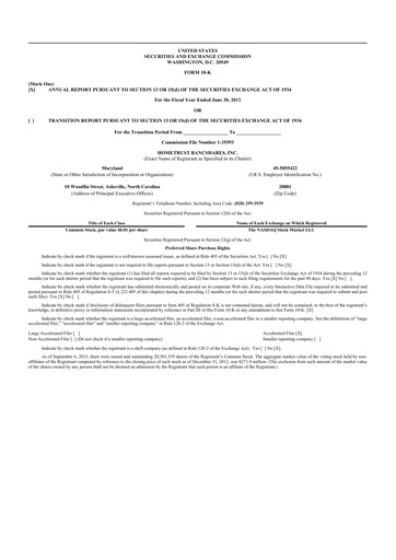 Thumbnail HomeTrust Bancshares
 10-K Annual Report 2013