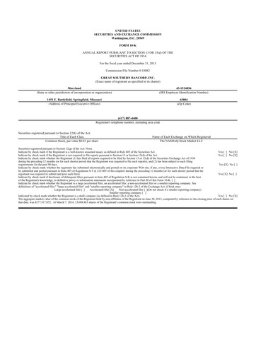 Thumbnail Great Southern Bancorp 10-K Annual Report 2013