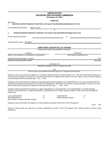 Thumbnail Home Federal Bancorp (HFB Bank) 10-Q Quarterly Report FY2014 