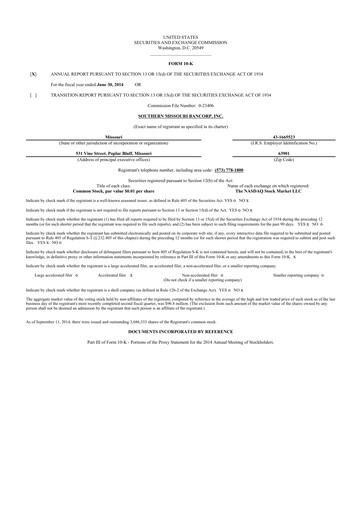 Thumbnail Southern Missouri Bancorp 10-K Annual Report 2014
