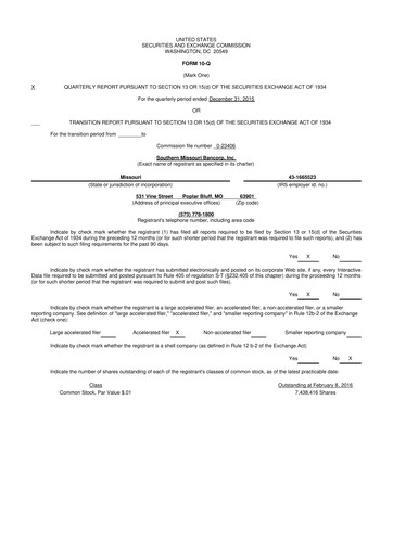 Vorschaubild Southern Missouri Bancorp 10-Q Quartalsbericht  