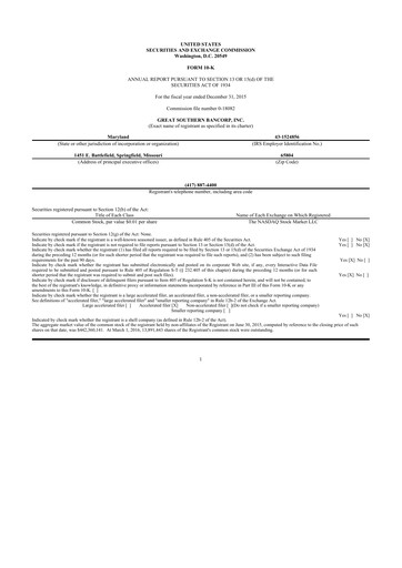 Thumbnail Great Southern Bancorp 10-K Annual Report 2015