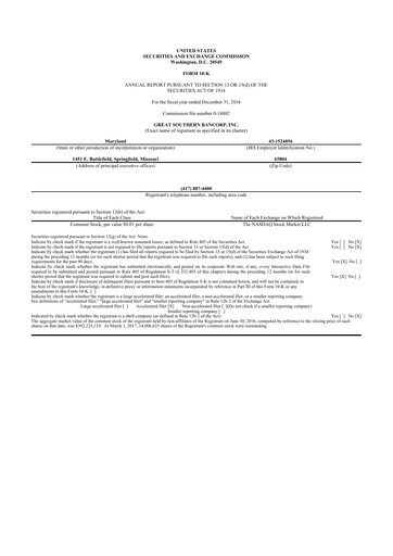 Thumbnail Great Southern Bancorp 10-K Annual Report 2016