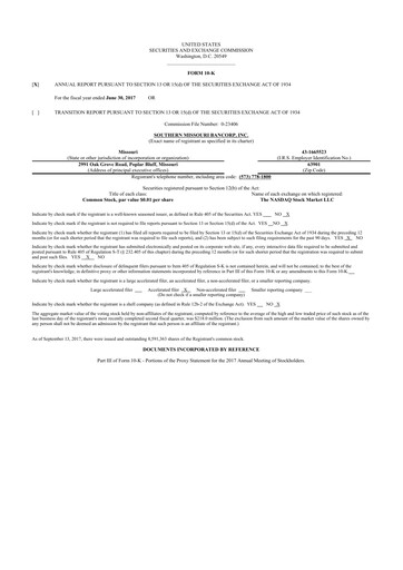 Thumbnail Southern Missouri Bancorp 10-K Annual Report 2017