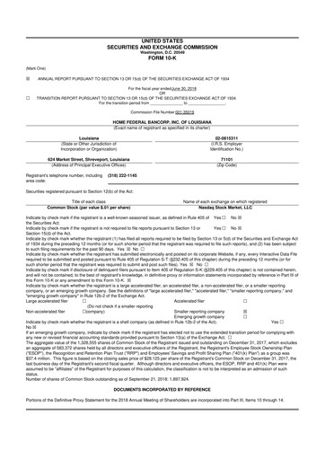 Thumbnail Home Federal Bancorp (HFB Bank) 10-K Annual Report 2018