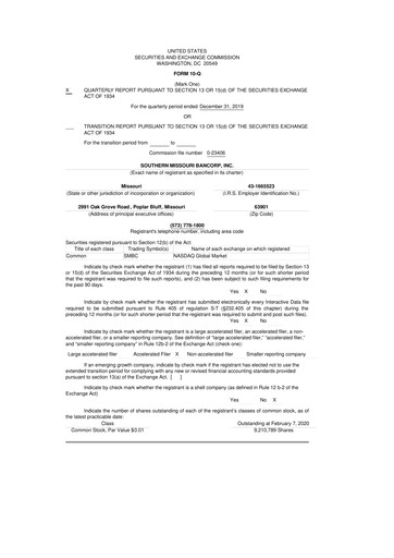 Vorschaubild Southern Missouri Bancorp 10-Q Quartalsbericht 2020 