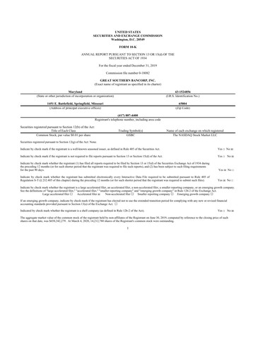 Thumbnail Great Southern Bancorp 10-K Annual Report 2019