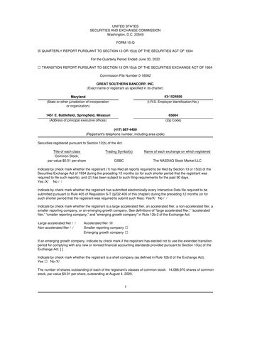 Miniature Great Southern Bancorp 10-Q Rapport trimestriel 2020 