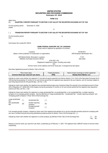 Thumbnail Home Federal Bancorp (HFB Bank) 10-Q Quarterly Report FY2021 